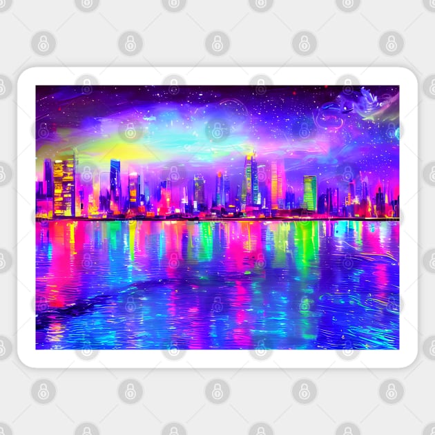 Neon glowing city Sticker by Virtually River